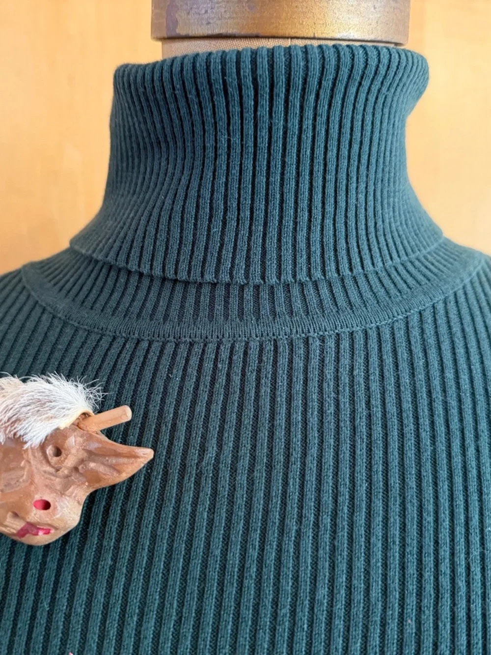 1940s Elzac Carved Wood Bull Brooch